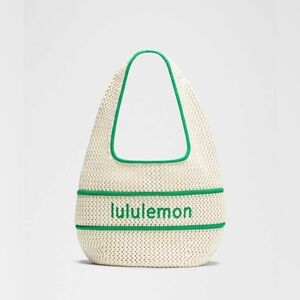 🆕💚 Lululemon Cotton Crochet Shoulder Bag 7L Light Ivory/Raceway Green